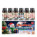 Christmas aromatherapy oil diffuser set showing six 10ml bottles with reed sticks