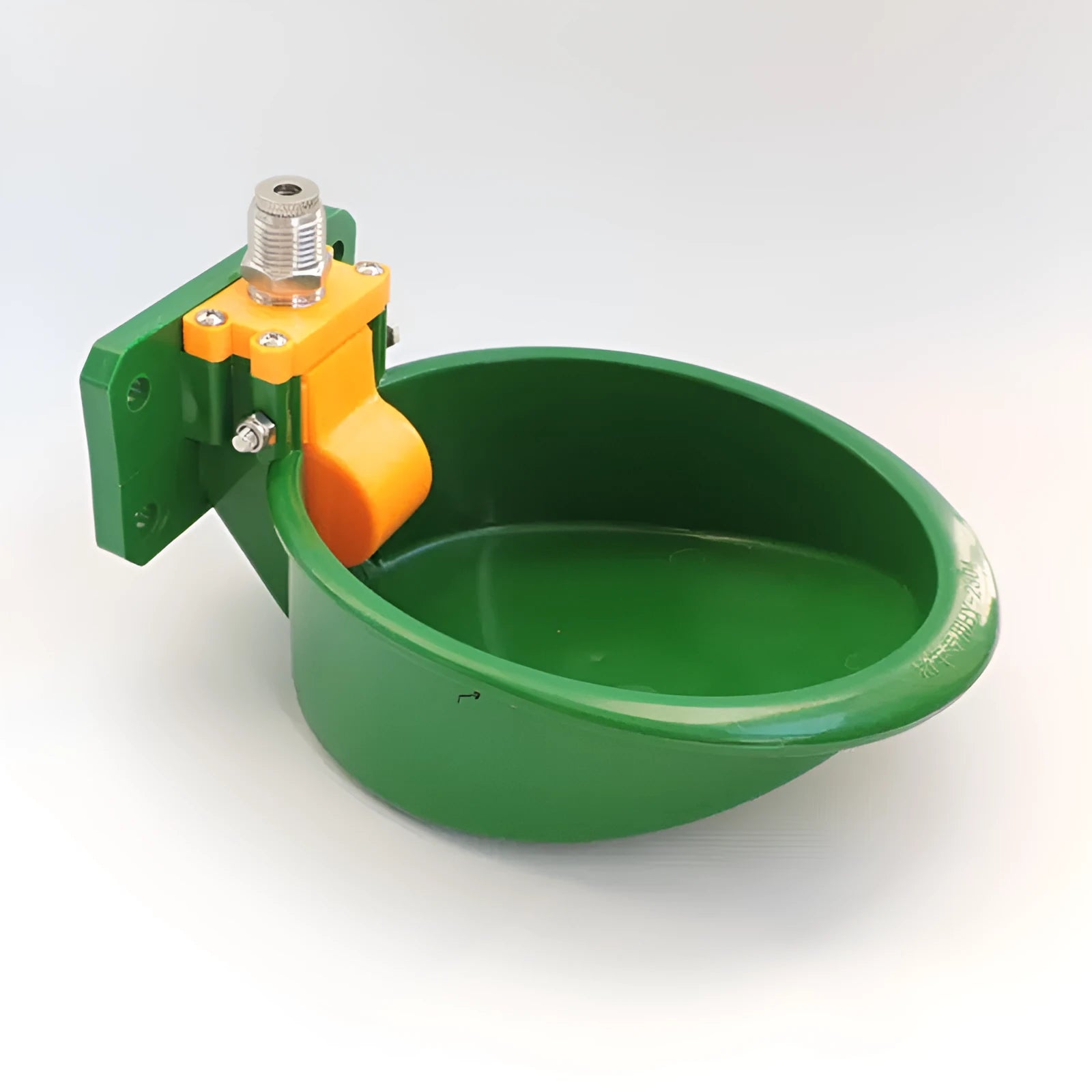Green plastic automatic drinking bowl for pigs and sheep with water nozzle