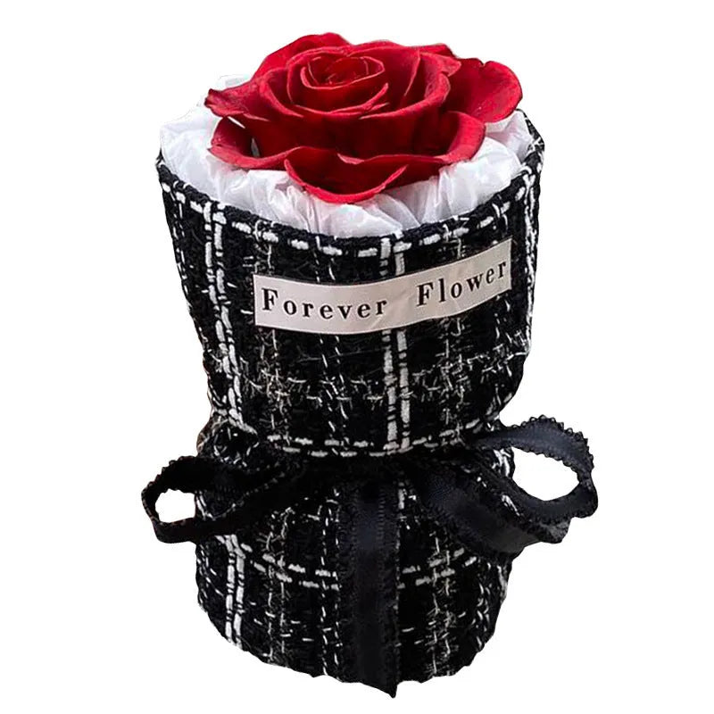 Dried flower eternal life bouquet in classic flowerpot, red colour option