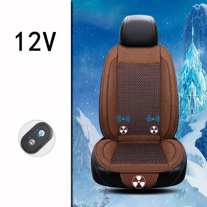 Square 60cm car ventilation seat cushion in black colour with power cord
