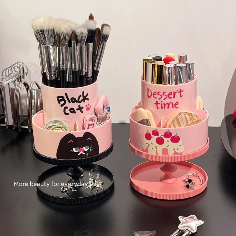 Rotating cosmetic brush barrel storage organiser in Japanese style with 18 litre capacity