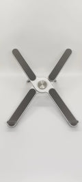 Foldable aluminium alloy laptop bracket in silver, measuring 280 x 23.5 x 46.5 mm
