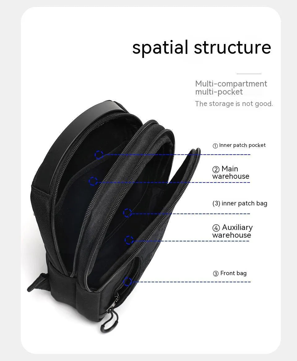 Casual black TPU camouflage pattern chest bag with single shoulder strap and soft handle
