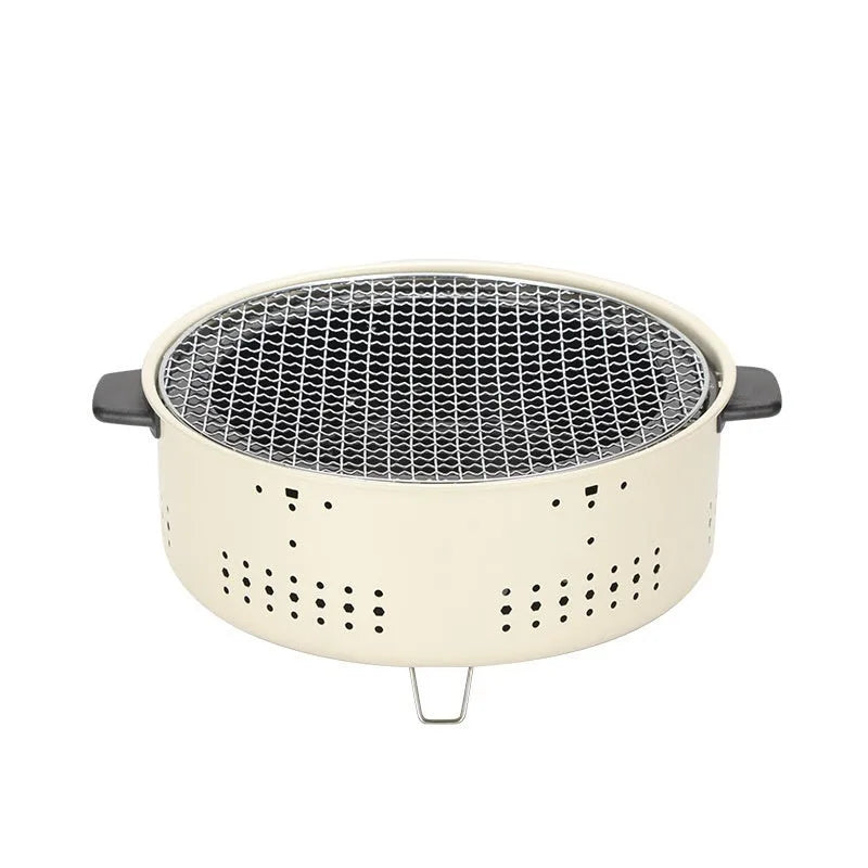 Portable charcoal cooking stove with grill rack disk for indoor and outdoor heating and cooking