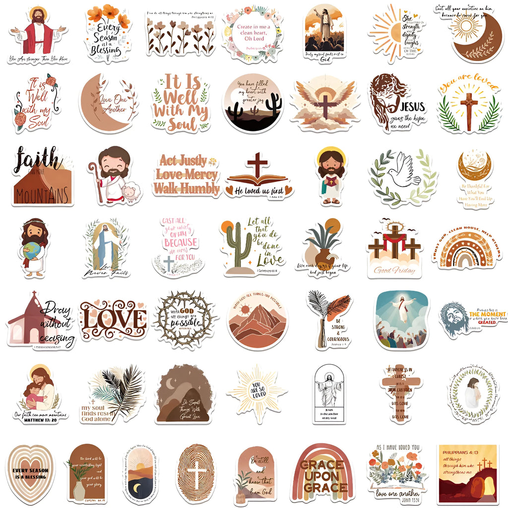 Assorted random pattern graffiti stickers from a 50-piece decorative vinyl decal pack.