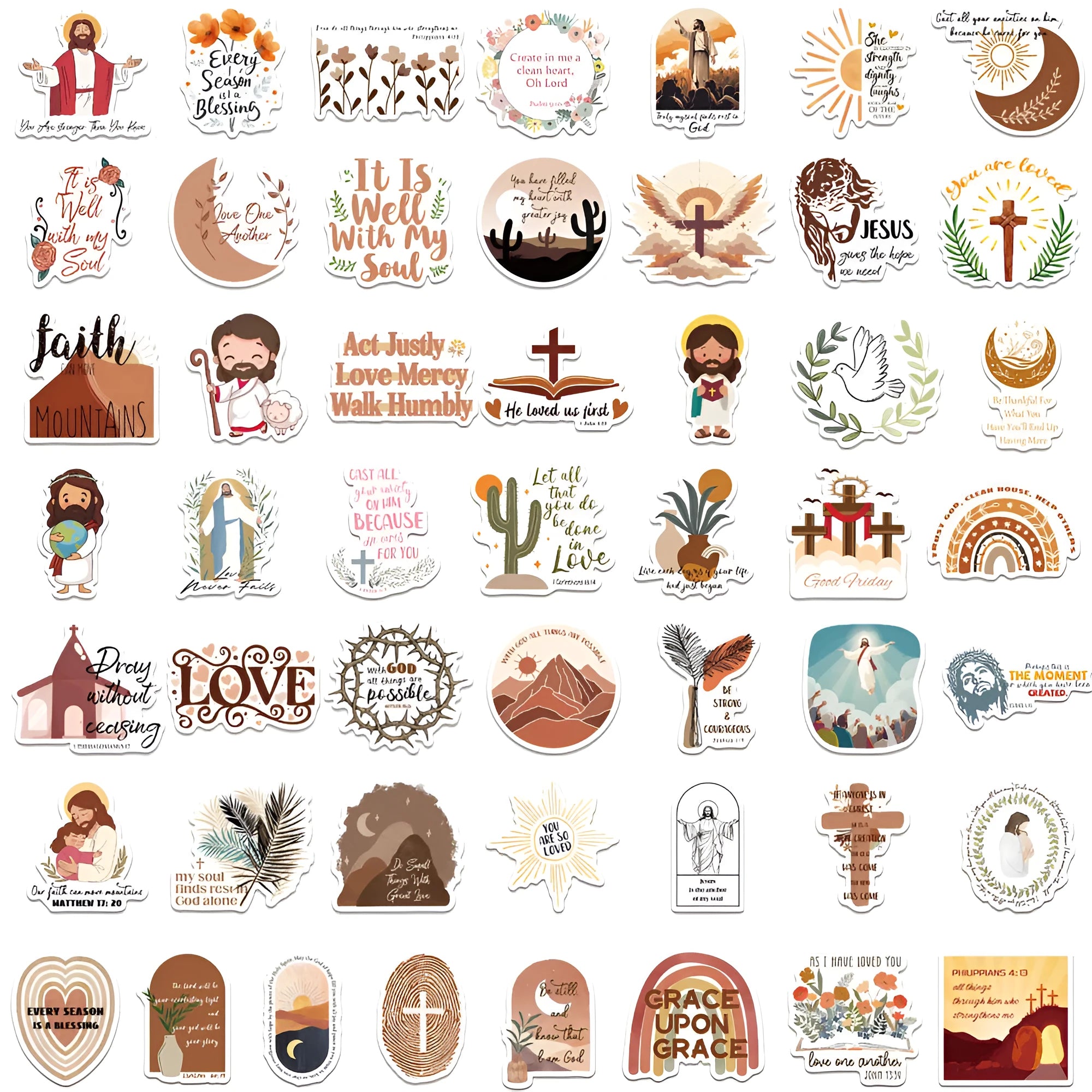 Assorted random pattern graffiti stickers from a 50-piece decorative vinyl decal pack.