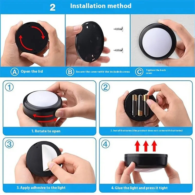 Black remote control LED night light set, six lamps and two remotes, 61.5mm RGB breathing light