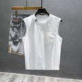 Cotton sleeveless fitness t-shirt in loose fit with straight hem design