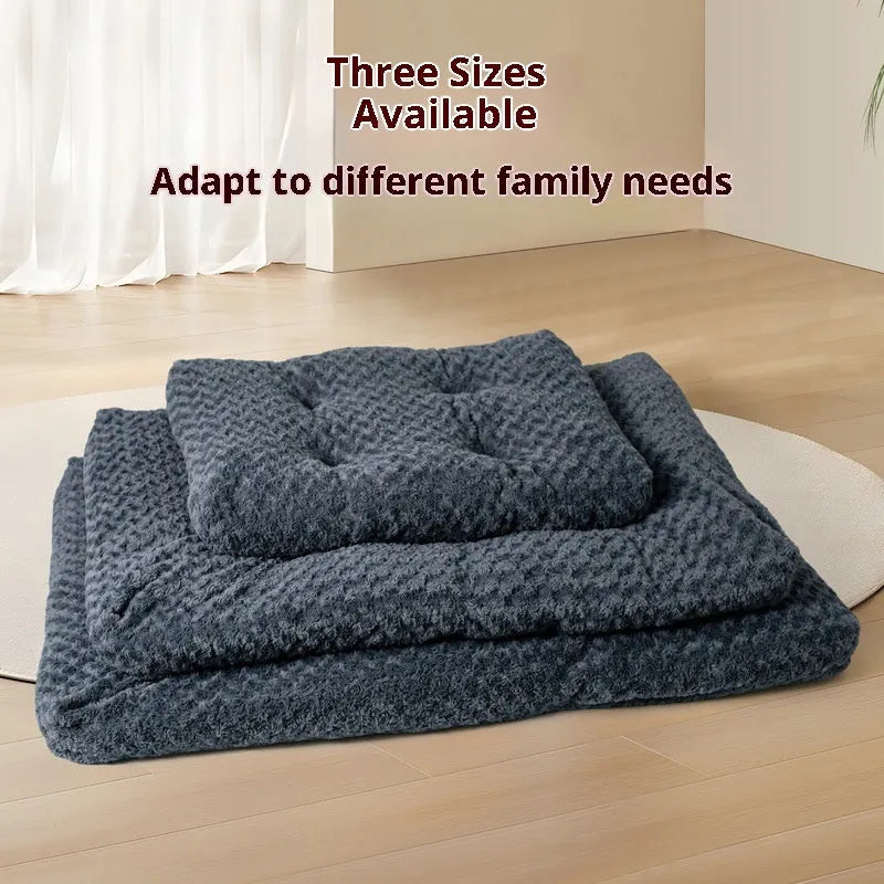 Dark gray embossed velvet thick square pet mat for dogs, multiple sizes from XS to 3XL