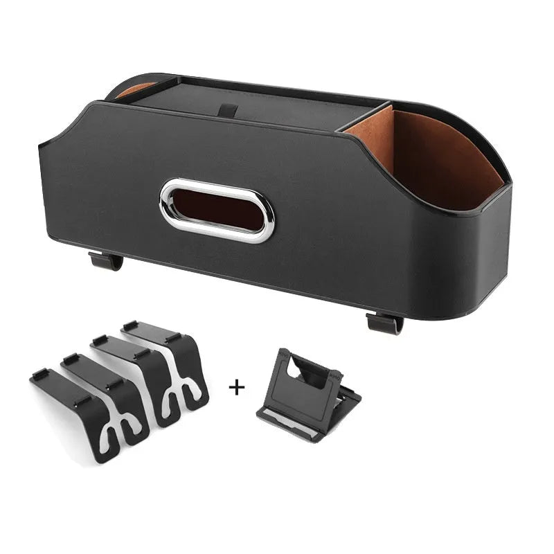 Genuine leather car tissue box holder with suspended mounting in multiple colour options