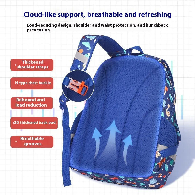 Waterproof Oxford cloth children's school backpack with curved shoulder straps in multiple colour options