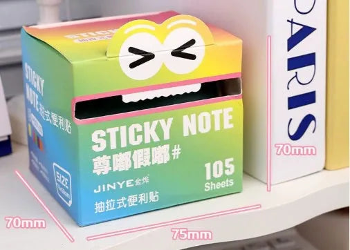 Transparent pull-out sticky notes with pearl gradient design in six colour options, 105-page pad