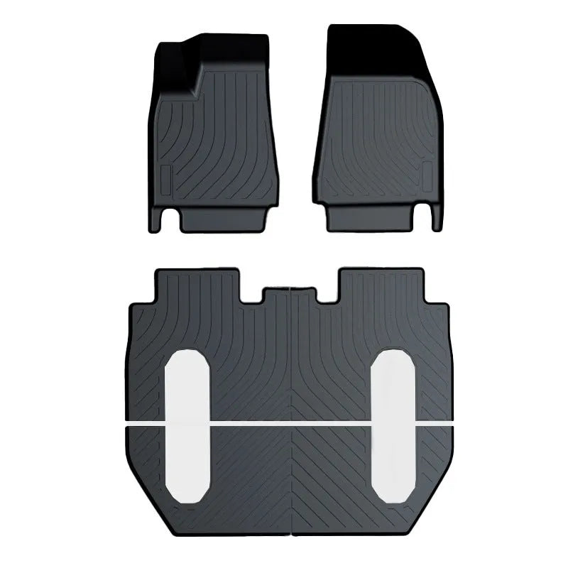 Custom rubber and TPE floor mat set for Tesla Model 3, Y, X, and S interior protection.