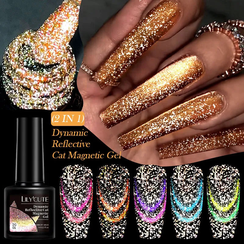 Diamond In The Debris Cat Eye Series UV Gel Polish bottle in one of six colour styles with nail glue.