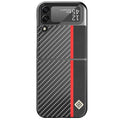 Fashion carbon fiber all-inclusive phone case for Samsung Z Flip 3 4 5 in black leather finish