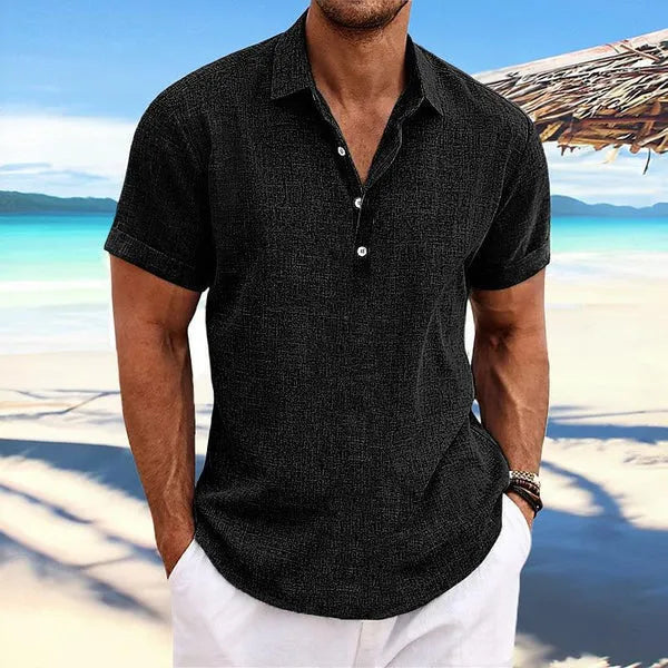Light grey men's loose fit cardigan with lapels, made from cotton blend fabric.