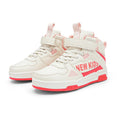 Children's buckle-fastened outdoor sneakers in beige green, blue, white powder, and white & purple colours