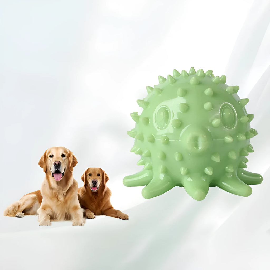 Eight-clawed TPR octopus dog toy in blue, used for chewing and molar teeth cleaning.