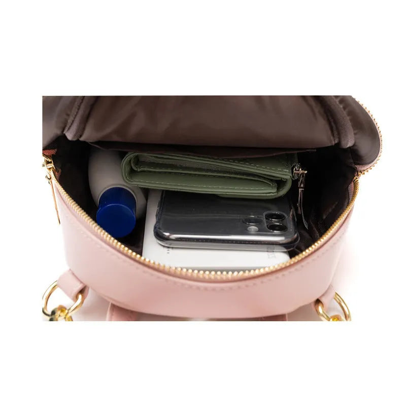 Soft PU mini backpack with three-dimensional pockets and contrast colour street trend styling