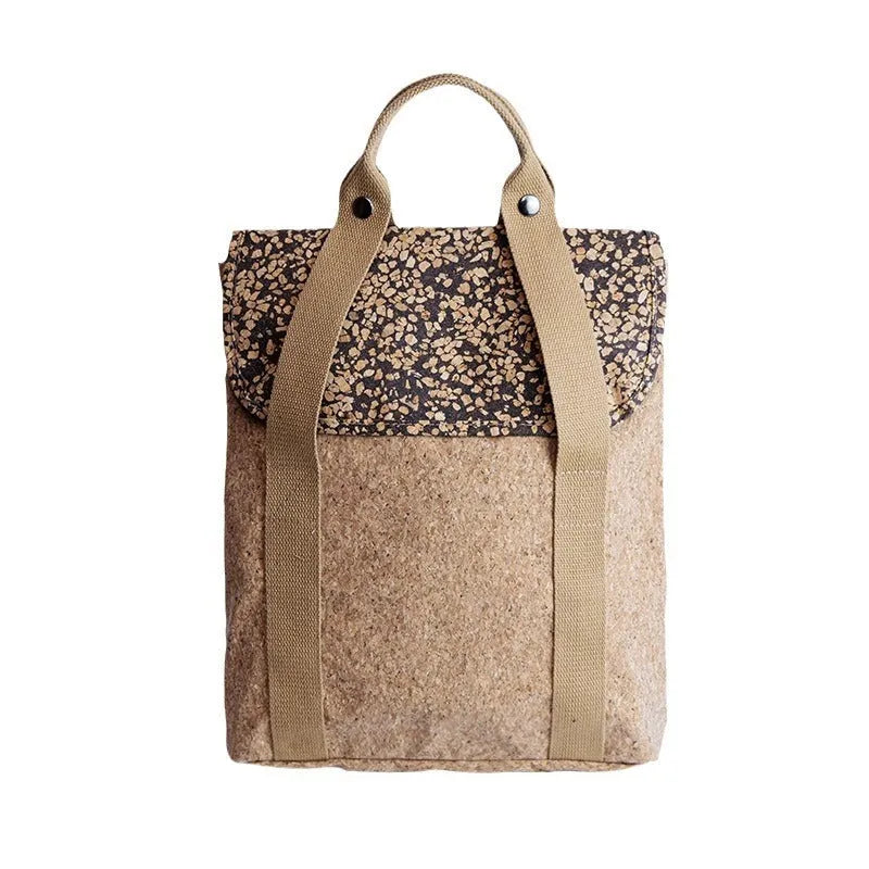 Coffee grounds cork casual backpack with polyester lining, curved shoulder straps, and solid Coffee Grounds Cork colour.