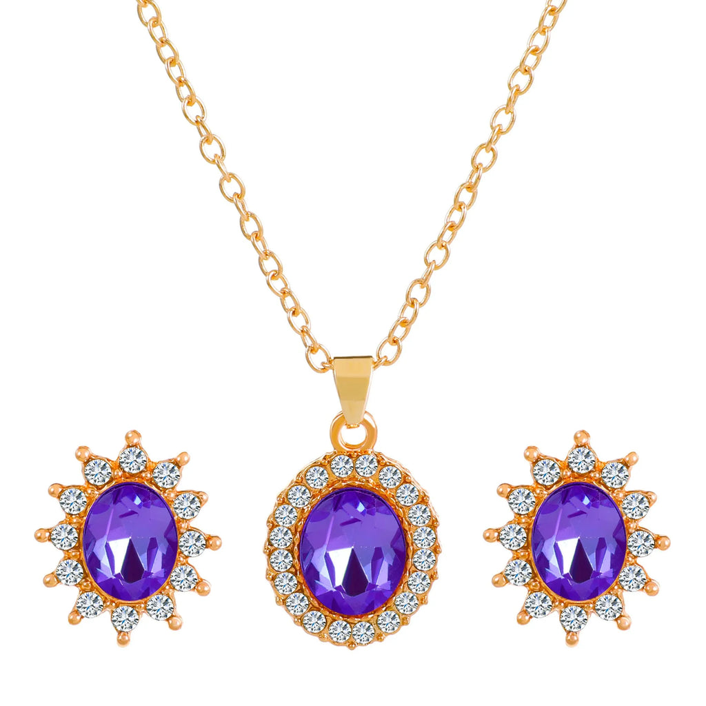 Rose gold sunflower earrings and necklace set for women on white background