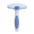 Stainless steel dog grooming comb with double row teeth in azure light blue colour