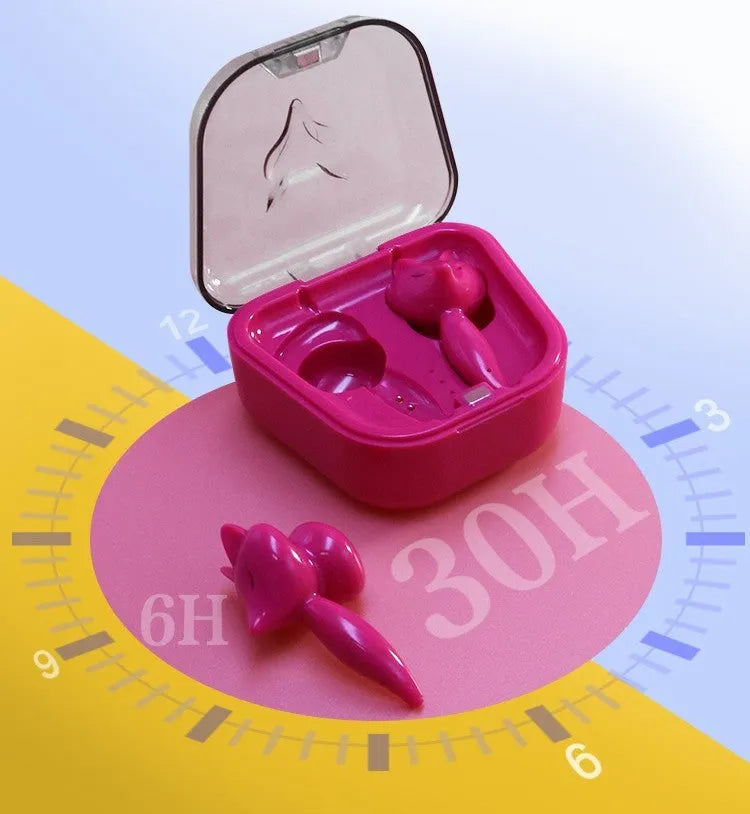 Cartoon fox Bluetooth wireless headset, red and white double stereo earplug with battery display