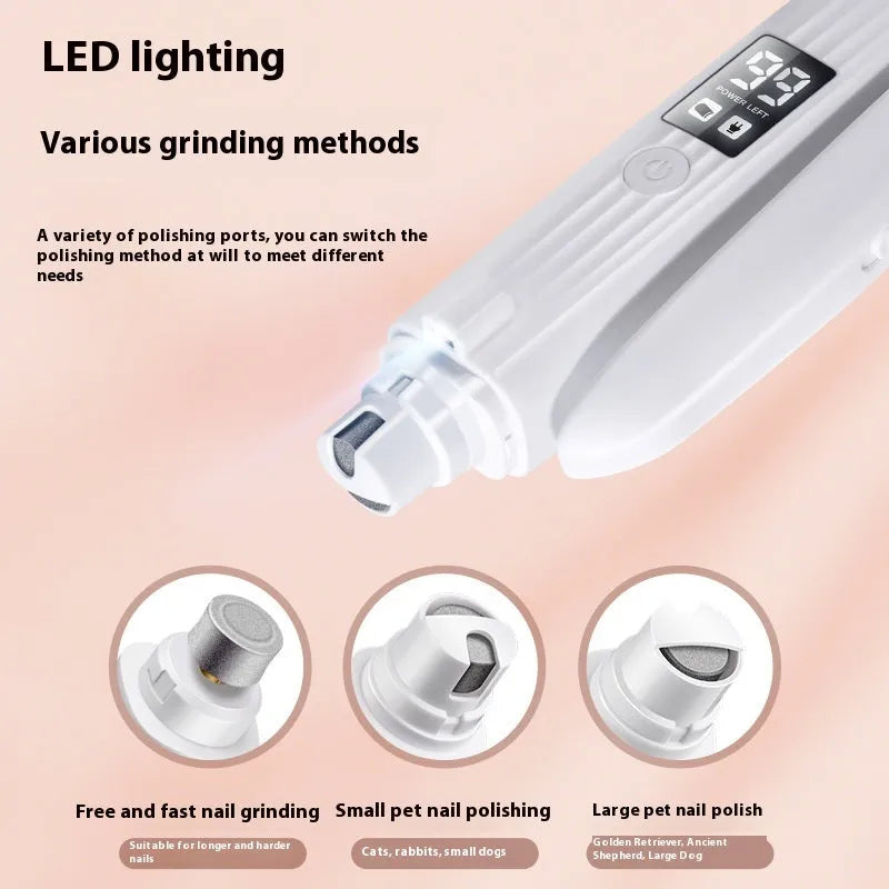 White ABS electric pet nail clippers for dogs and cats with nail piercing device
