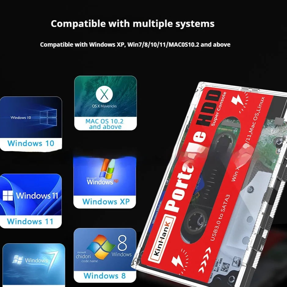 External 2TB mechanical USB hard disk with compact design for PC game storage