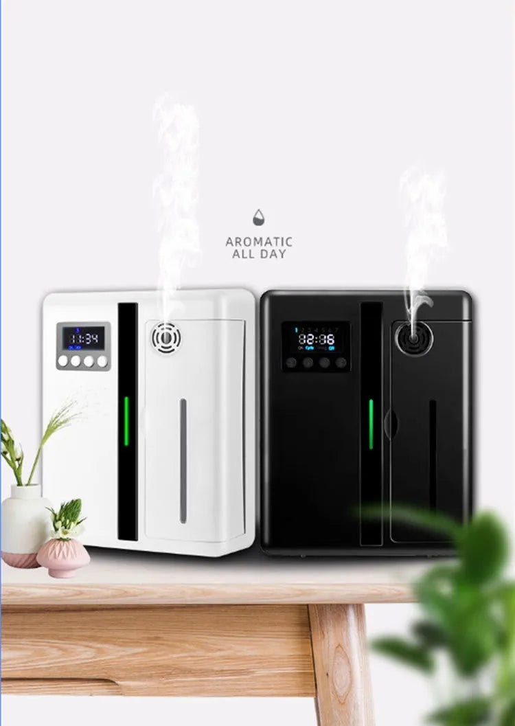 Wall mounted automatic perfume spray machine in white or black for home hotel aromatherapy with plug-in power