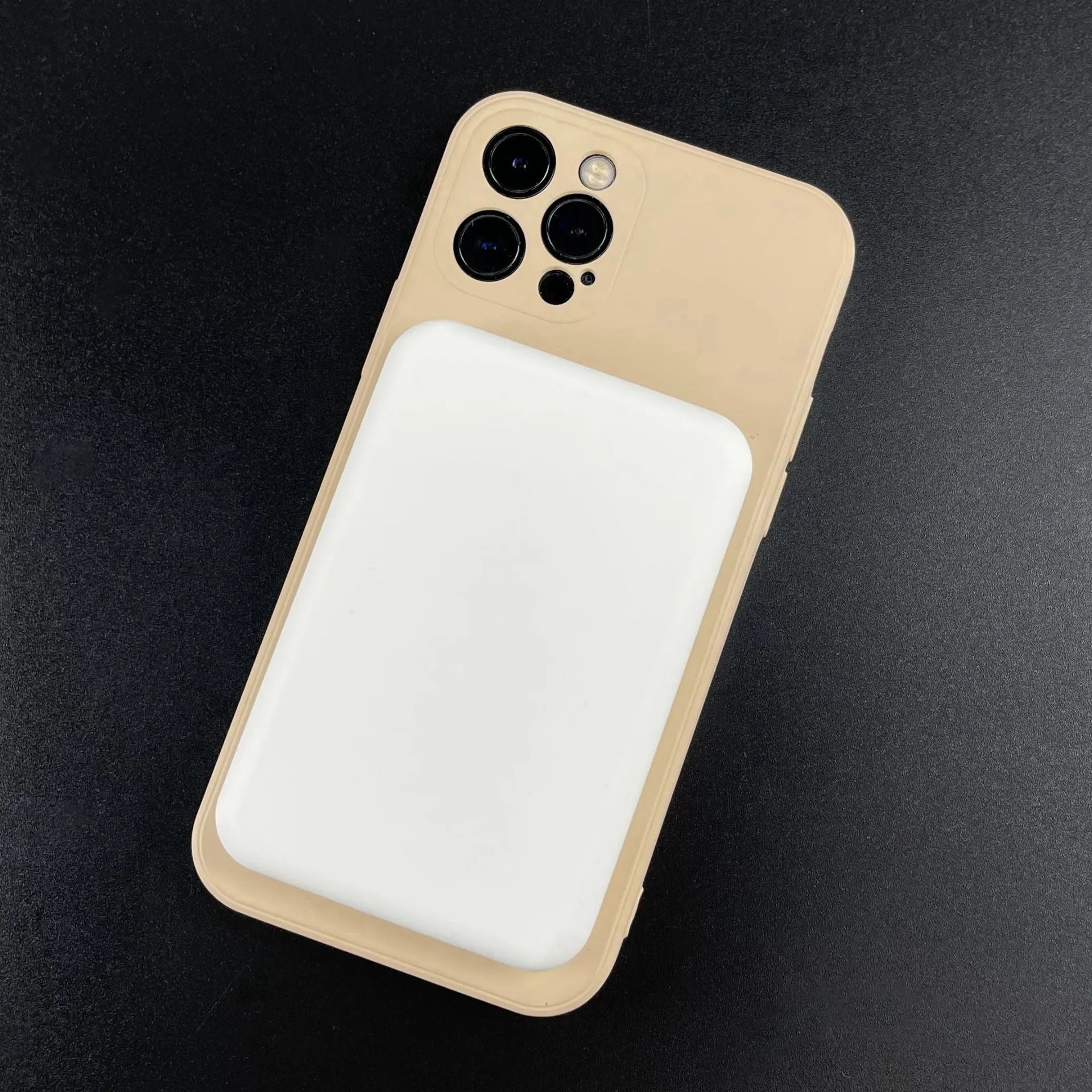 White magnetic wireless charger power bank with 5000mAh capacity measuring 100x65mm