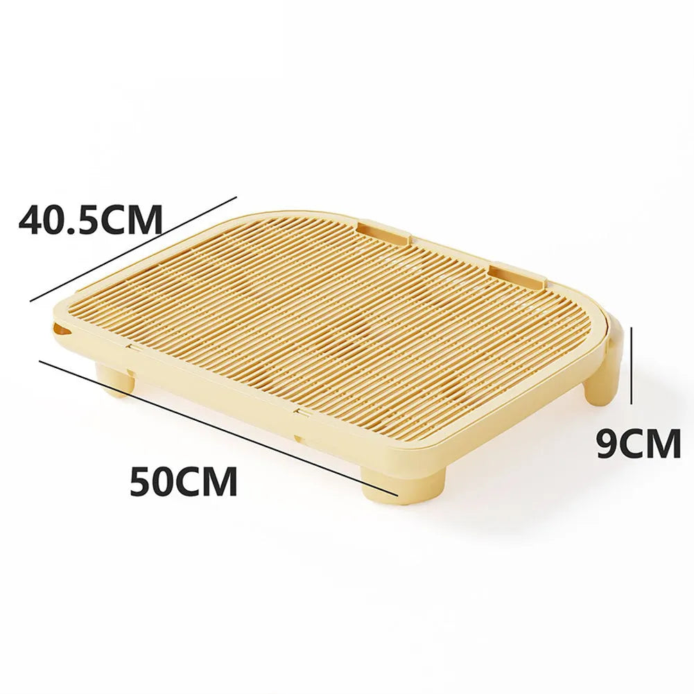 Milk yellow cat litter mat with double-layer construction and anti-slip feet for litter control