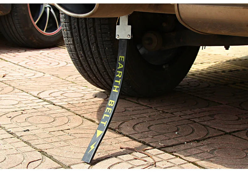 Black car electrostatic grounding chain made of rubber and copper wire, measuring 370mm in length.