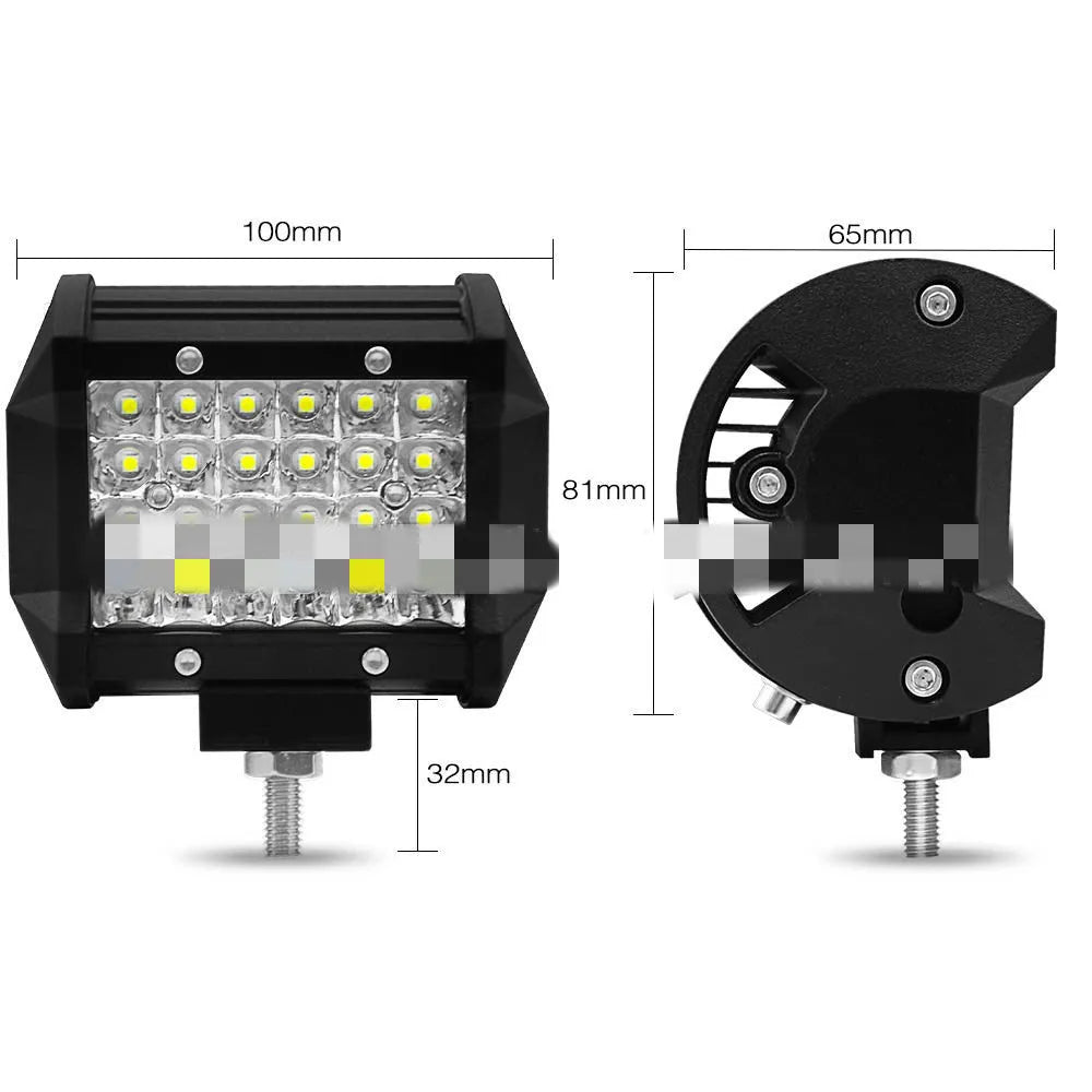 Black 4-row LED strip light with aluminium case and stainless steel bracket for vehicle modification.