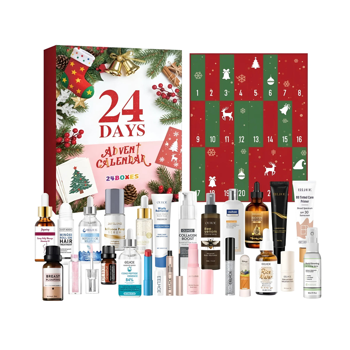Advent Calendar with 24 beauty blind boxes for a Christmas countdown, one box to open each day.