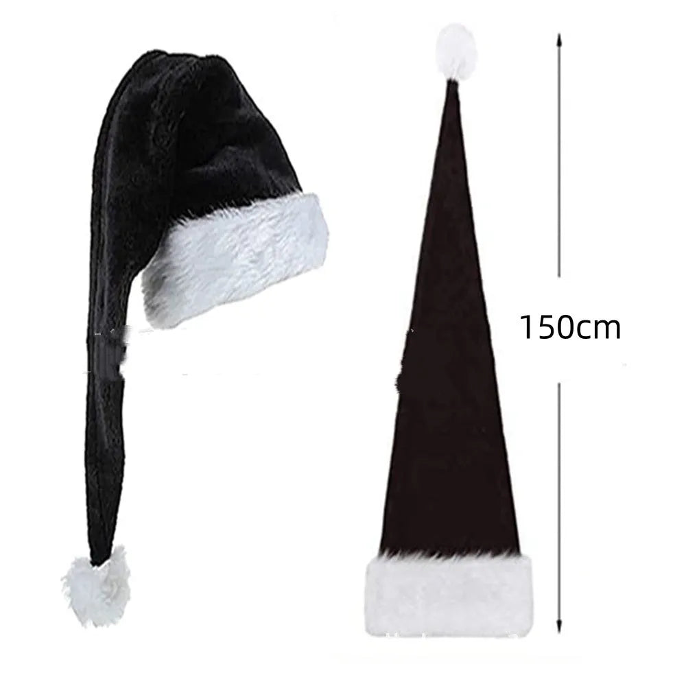 Extra long Christmas hat in red, 150cm length, polyester material, festive party headwear