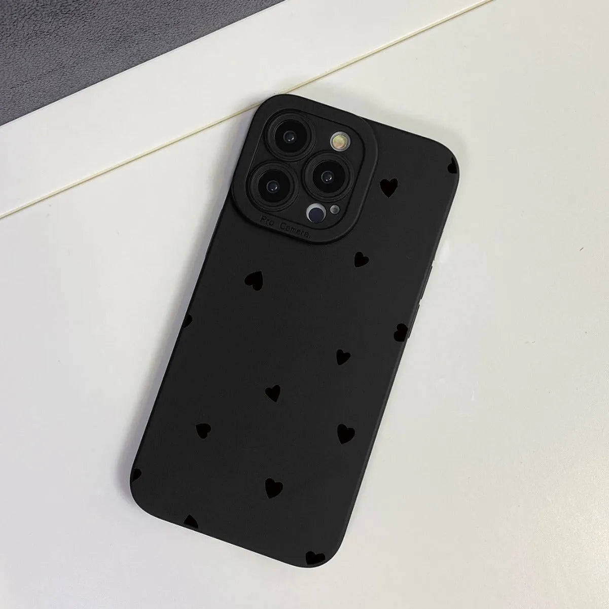 Black TPU phone case with love design compatible with iPhone 11 12 13 14 15 16 series