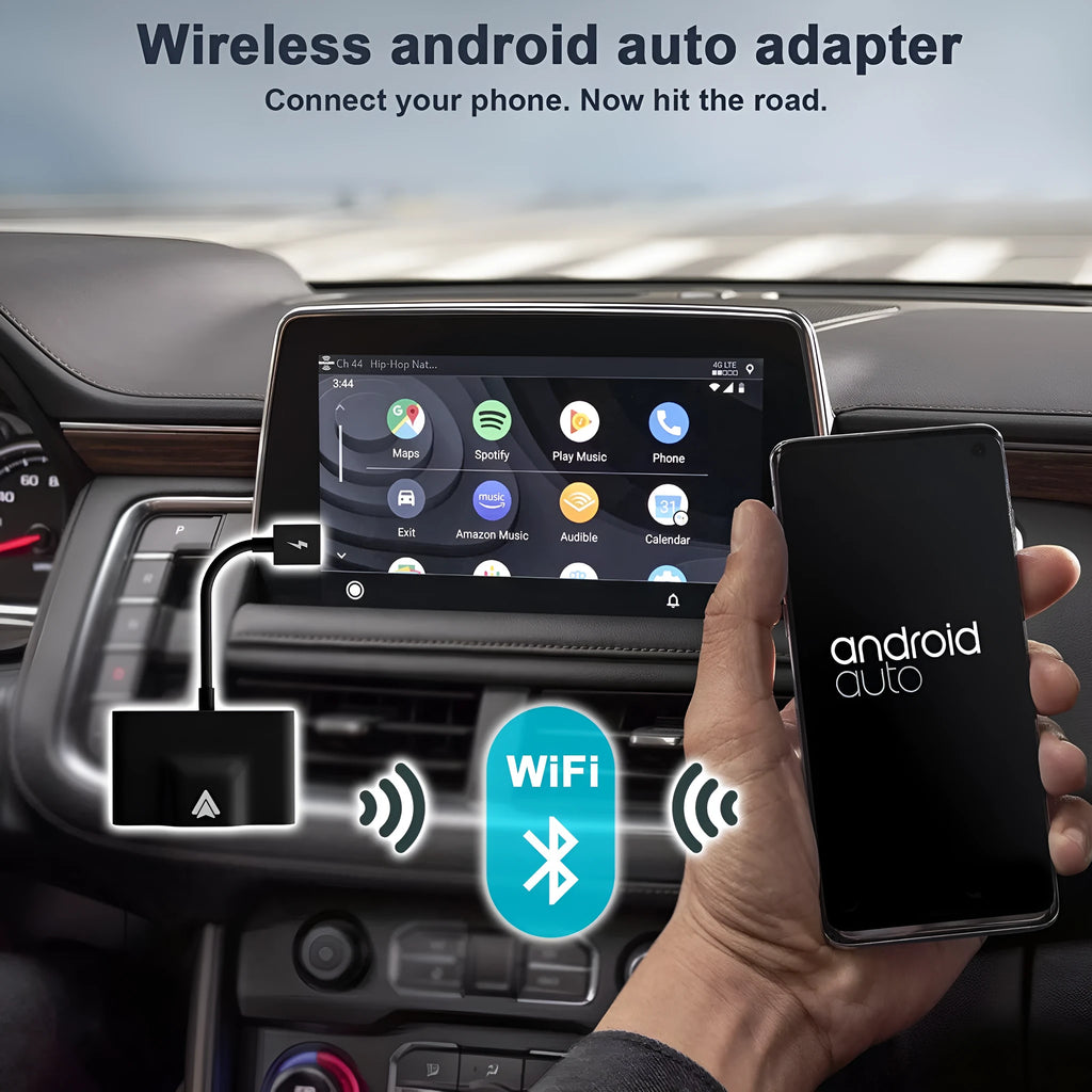 Car wired to wireless Android system adaptor for Android Auto conversion in black and white colour options