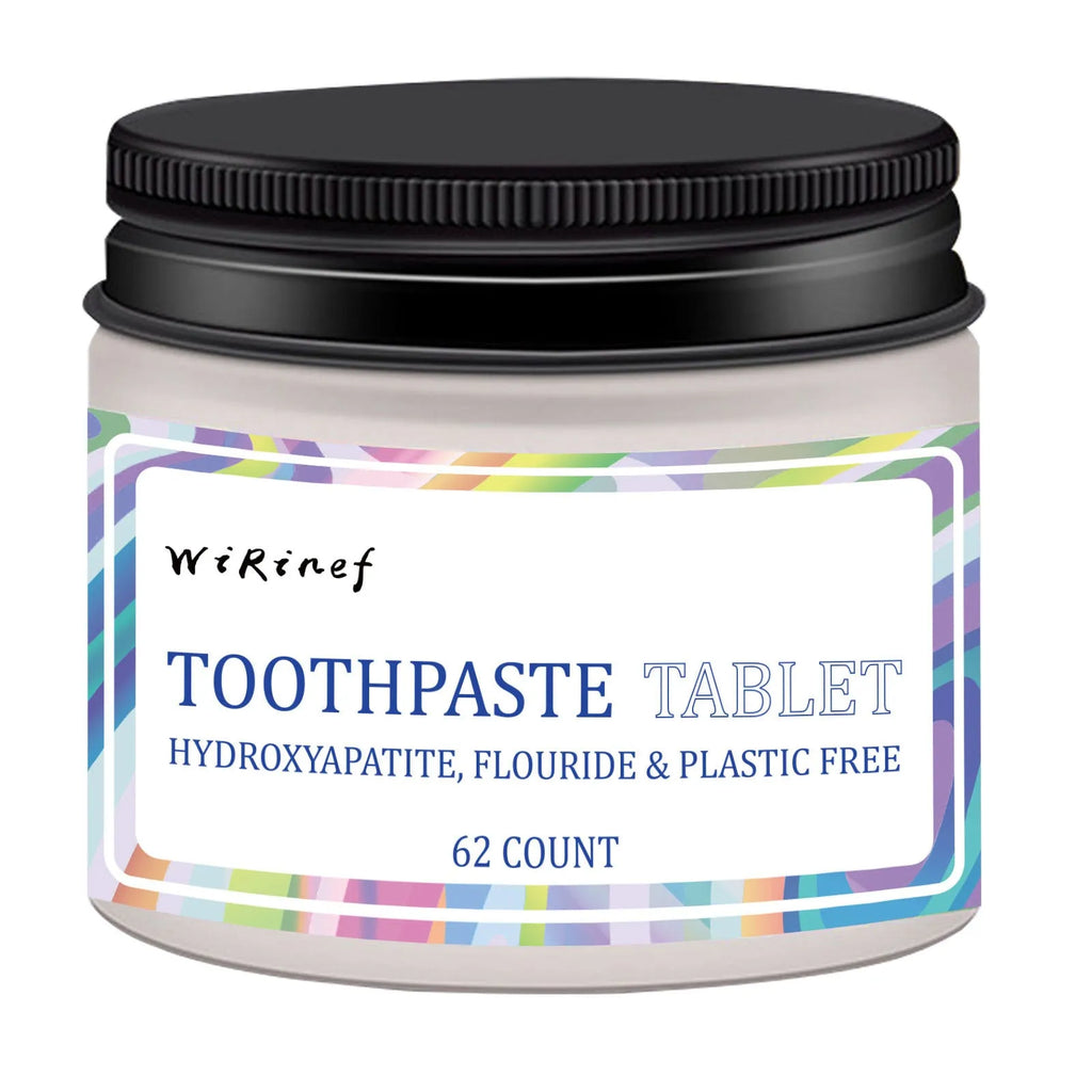 62 TP19 coloured solid toothpaste tablets in portable packaging for oral hygiene cleaning