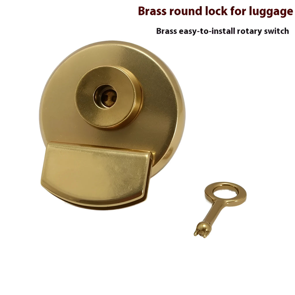 Pure copper round twist lock with brass construction, Big Round Lock style for luggage security