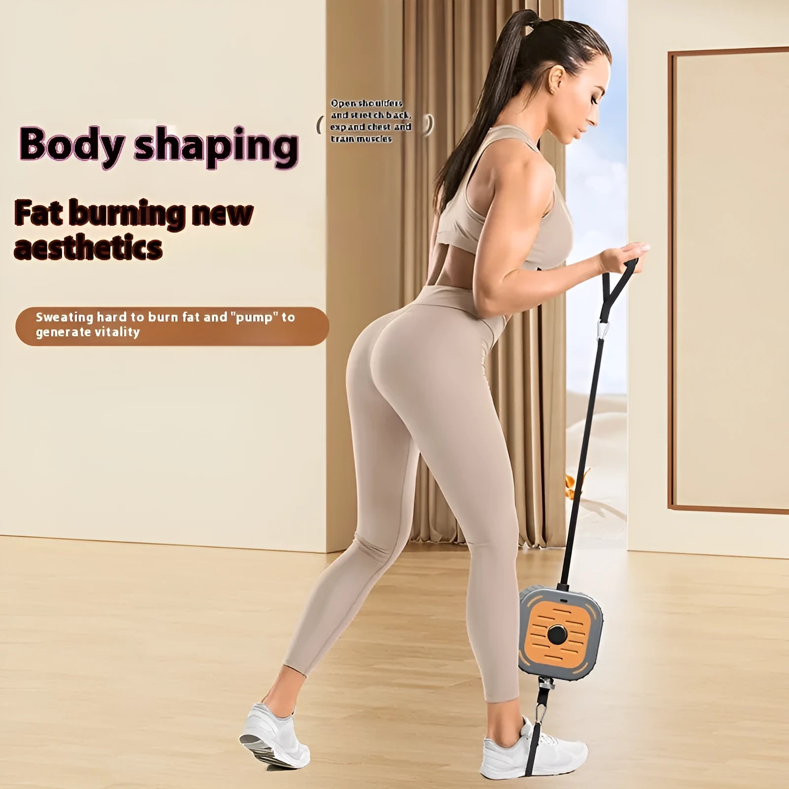 Adjustable power pump chest expander in vibrant orange colour with ABS construction for home strength training