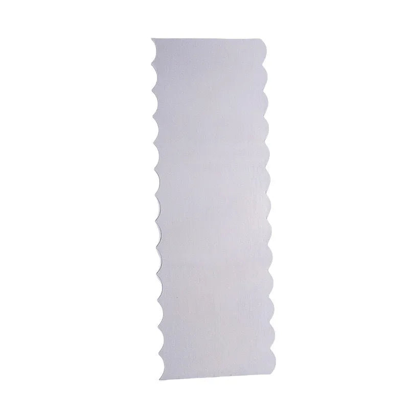 Stainless steel cake decorating scraper for polygon patterns in seven style variations