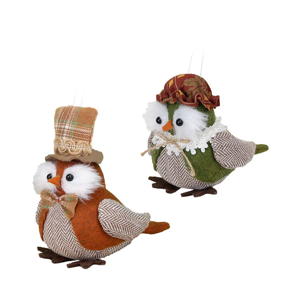 Thanksgiving harvest owl bird window pendant ornament in orange and green colours