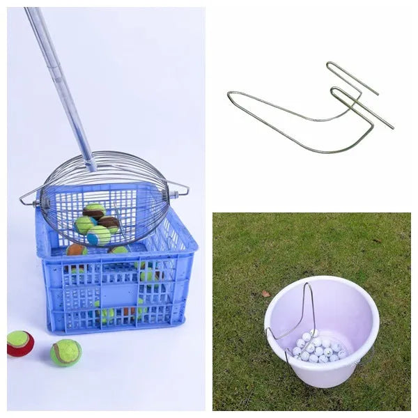 Stainless steel golf ball picker tool with metallic finish for retrieving balls from water hazards