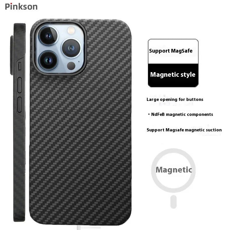 Aramid fibre ultra-thin frosted phone case for iPhone 12 series in black 1500D weave