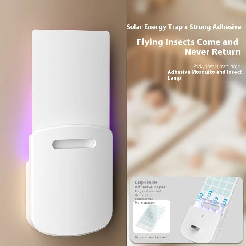 UV LED mosquito killer lamp with ABS shell, USB plug-in and five adhesive boards, 80x36x95mm