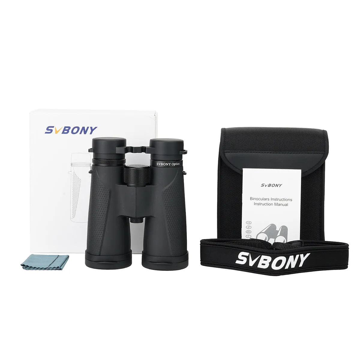 SV202 10x50 ED binoculars in black with magnesium alloy body, rubber armour, and twist-up eyecups