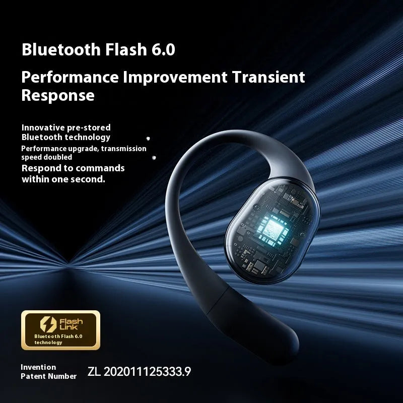 Wireless long endurance sports Bluetooth headset in black plastic with ear hook design