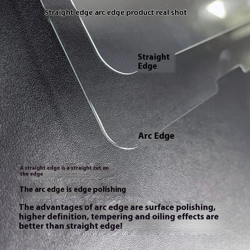 Tempered glass screen protector for Samsung tablet displayed next to a cattle leather pouch.