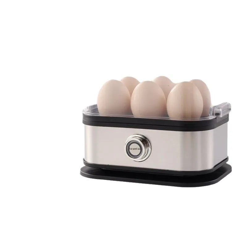 Black stainless steel portable egg boiler with car power adapter and international plugs